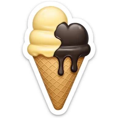 Half yellow and half black heart icecream sticker