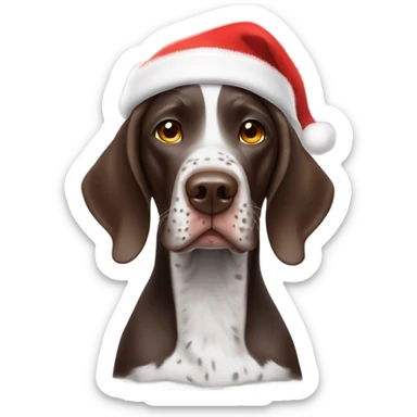 German shorthair pointer wearing Santa hat blowing kiss sticker