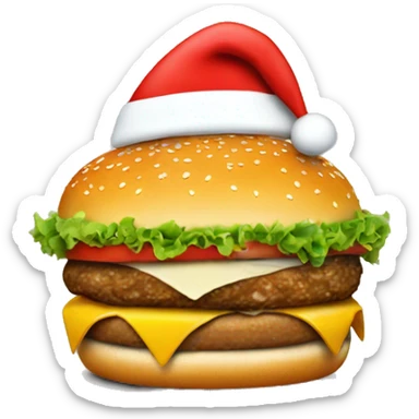 santa hat on a burger sticker