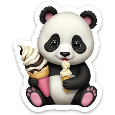 Panda eating ice cream sticker
