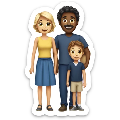 french family with 2 parents and 2 children sticker