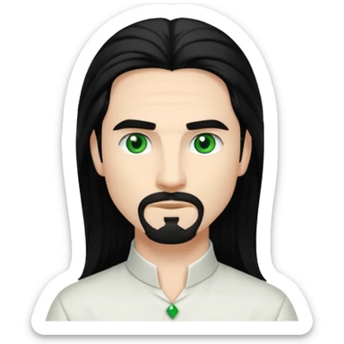 Kevin Richardson green eyes, black long hair, white outfit sticker