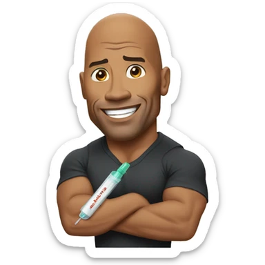 Dwayne Johnson with syringe in his hand sticker