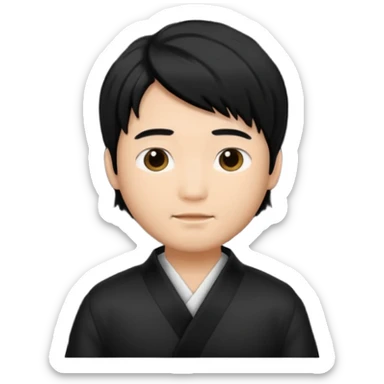 asian man with black curtains hair sticker