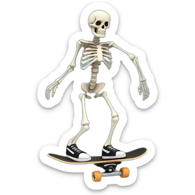 skeleton on frie skateing on skate and making kickflip sticker