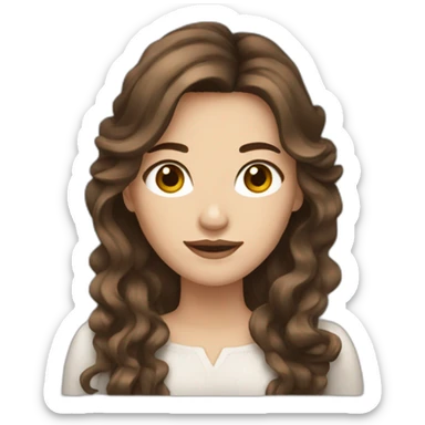 Woman ruffled brown hair and white skin sticker