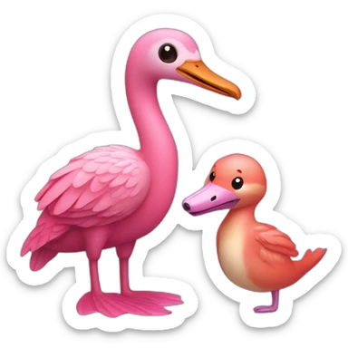 Loutre et flamand rose sticker