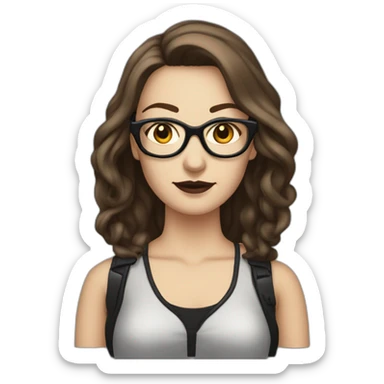 Caucasian-Mum-woman-goth-brown-hair-standing-wearing-glasses sticker