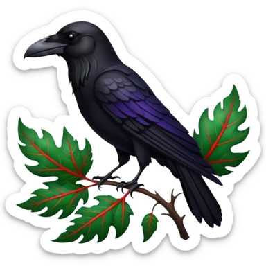 A raven holding a weirwood leaf sticker