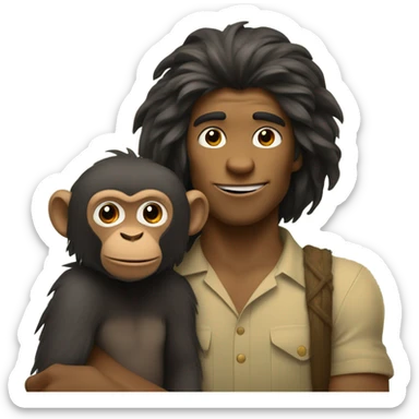 Tarzan and monkey sticker