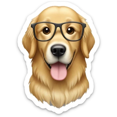 Create a golden retriever with glasses on a computer sticker