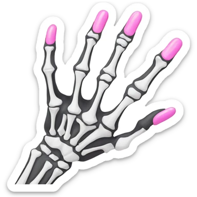 Skeleton hand 5 fingers with pink polish nails minimalistic  sticker