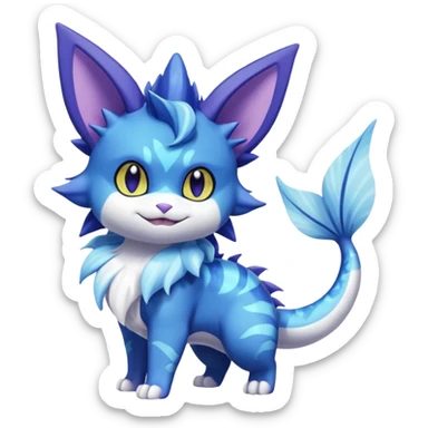 Vaporeon-Purrloin-Meowstic-Fakémon-hybrid-creature (full body)  sticker