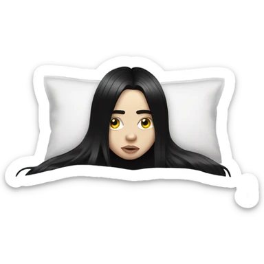black hair billie eilish under a bed  sticker