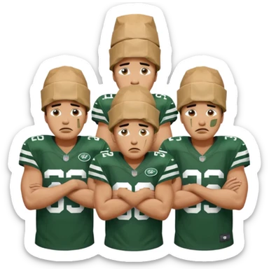 New York Jets being cry babies with tears with paper bags on their heads sticker