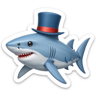 Shark with a top hat sticker