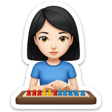 girl with black hair in short sleeves as a game piece sticker