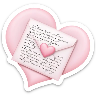 ultra realistic romantic letter with pastel pink hearts sticker