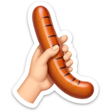 a hand holding a sausage sticker