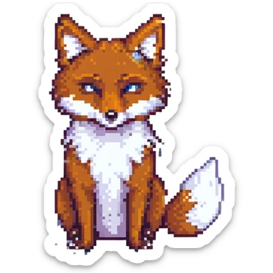 pixel art fox looking sad, inspired by iPhone emoji style, 56x56px sticker