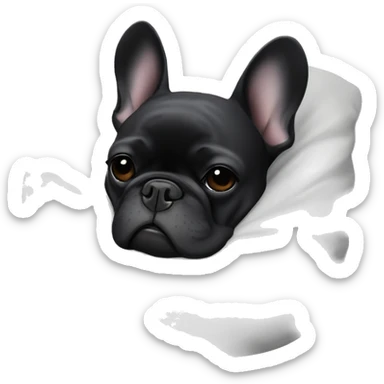 An all-Black French bulldog napping sticker