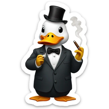 A duck dressed in a suit and smoking a cigar sticker
