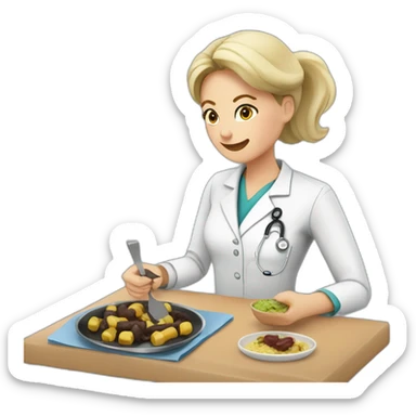 Doctora rubia comiendo morcilla de Burgos sticker