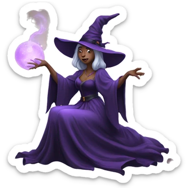 witch casting spell with her hand sticker