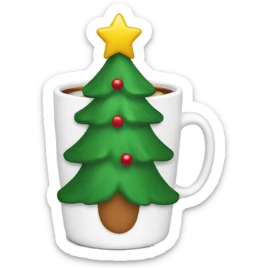Christmas tree toy in the shape of a coffee mug sticker