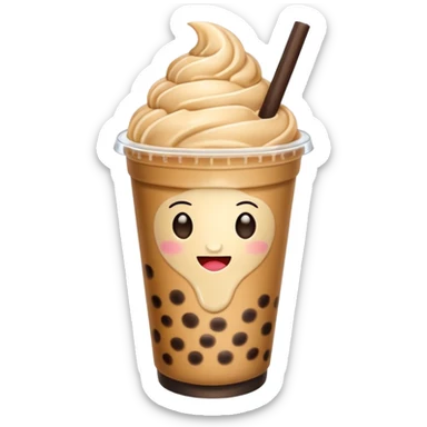 boba milk tea with ice cream sticker