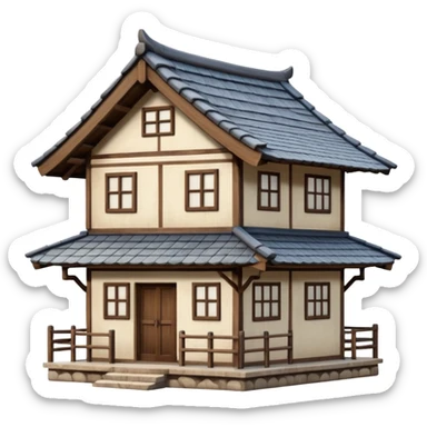 japan style wood house sticker