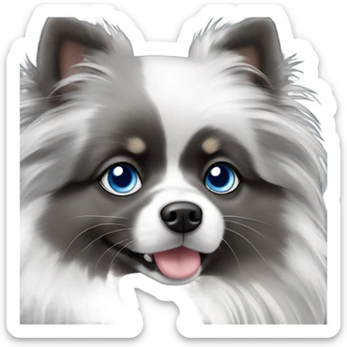 Blue merle Pomeranian with blue eyes sticker