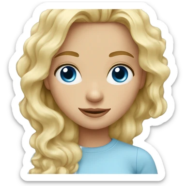 Wavy blond blue eyes girl posing sticker