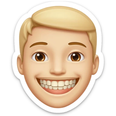 Normal smiling face with braces on teeth sticker