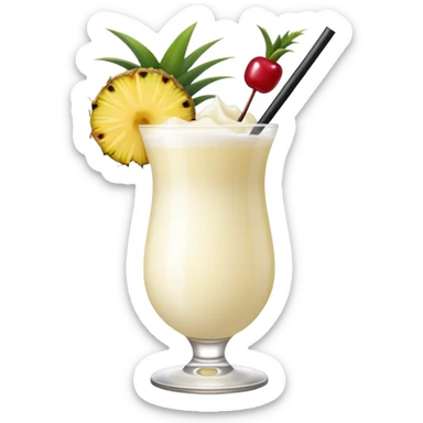 Piña colada tropical drink realistic 3D sticker