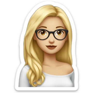 Fille blonde cheveux longs lunettes ronde noire yeux bleus sticker