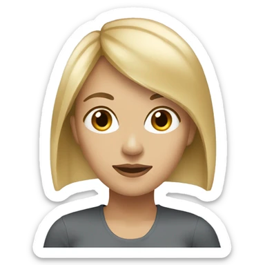 White woman with brown hair and a blonde side karen fringe sticker