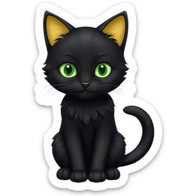Chat noir peinture mignon assis sticker