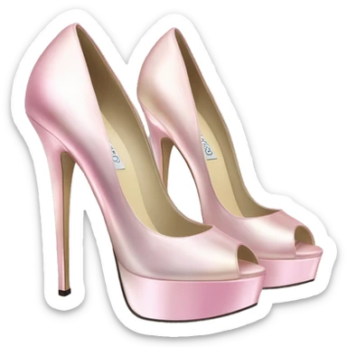 Realistic isolated top view of a pair of light pink iridescent jimmy Choo stiletto high heel shoes. sticker