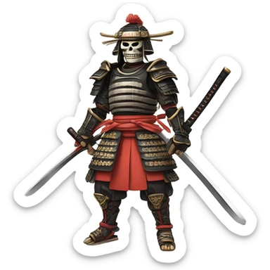 Samurai with skeleton armor  sticker