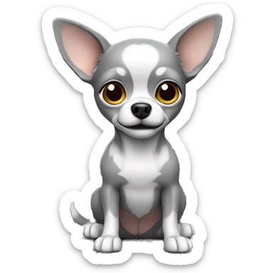 3d grey chihuahua sitting sticker