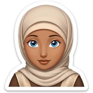 Turkish beautiful finish Konya girl blue eyes with hijab and islamic dress she Winking on her friends  sticker