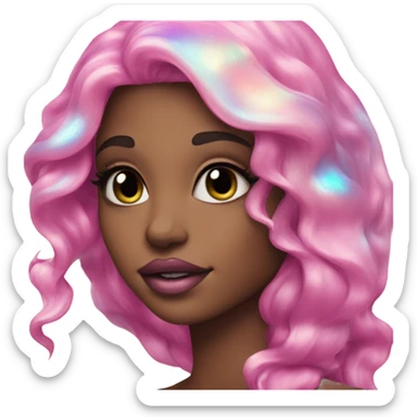 mermaid, model, magical, pink lips, iridescent, mystical, shiny, holographic, highlights, scales  sticker