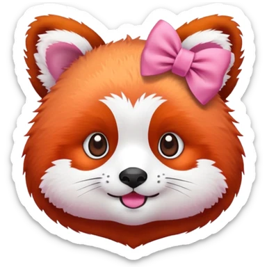 Red panda emoji with pink bow on head  sticker