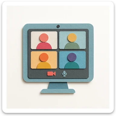 virtual zoom meeting video conference on a computer screen sticker