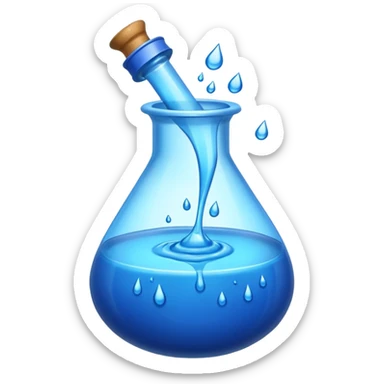 Blue potion bottle open with the liquid falling out sticker