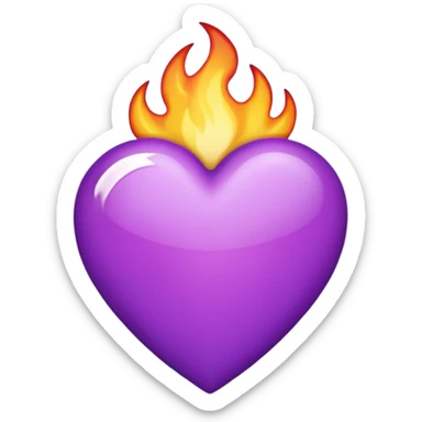 Coração roxo com chamas emoji iPhone sticker