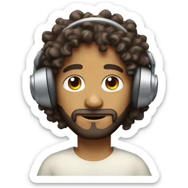 Curly haired Jesus listening to headphones sticker