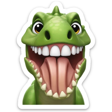 Dinosaur wearing false lash extensions, holding its hand over its mouth with fake long nails on sticker