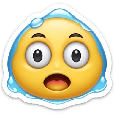 Watery mouth emoji with googly eyes sticker